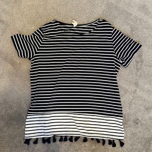 Girls striped tassel T-shirt